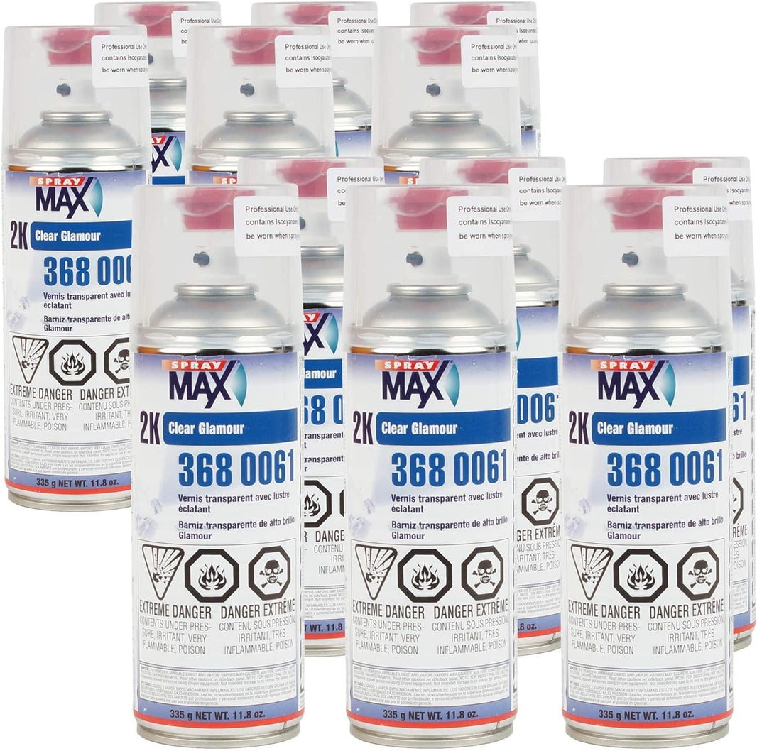Spraymax 2K Clear Coat Aerosol Spray Cans - 12 Pack - High Gloss Automotive Clear Coat for Car Repair and New Paint Jobs - Two Stage Clear Coat