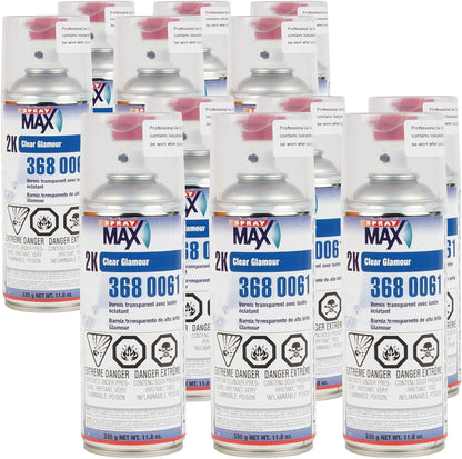 Spraymax 2K Clear Coat Aerosol Spray Cans - 12 Pack - High Gloss Automotive Clear Coat for Car Repair and New Paint Jobs - Two Stage Clear Coat