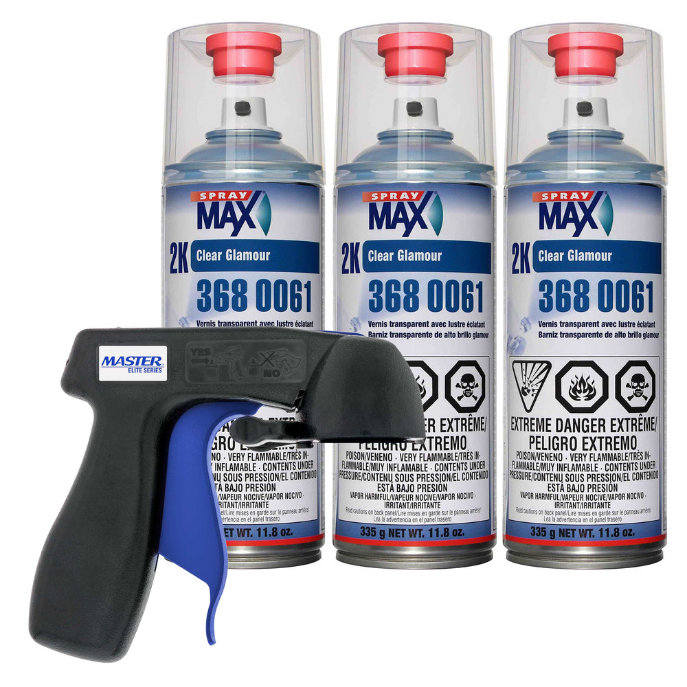 Spraymax 2K Clear Coat Aerosol Spray Cans - 3 Pack - High Gloss Automotive Clear Coat for Car Repair and New Paint Jobs - Two Stage Clear Coat - Professional Results - With Master Aerosol Trigger