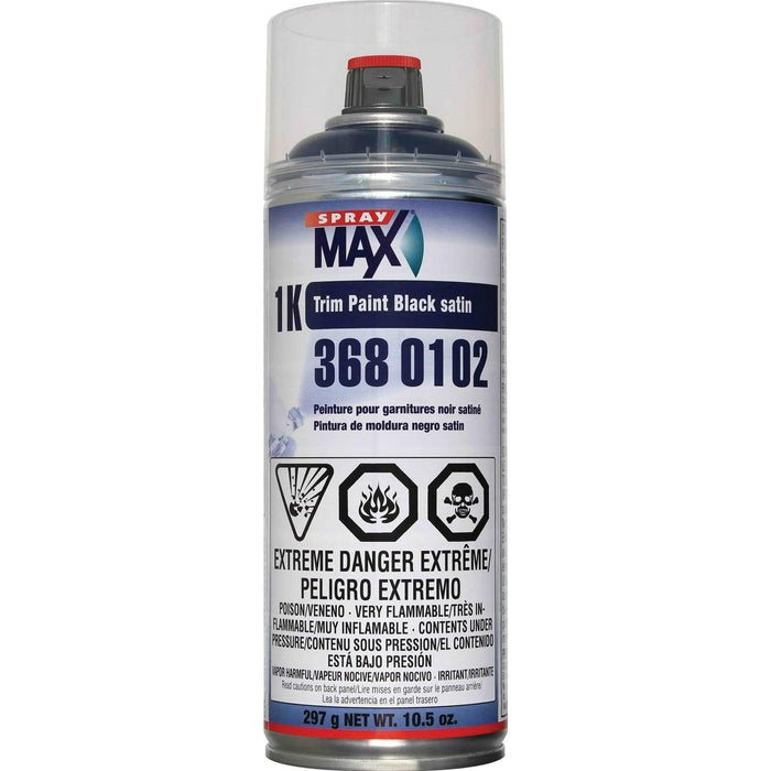 SprayMax 1K Trim Paint Black Satin - Aerosol, 10.5oz