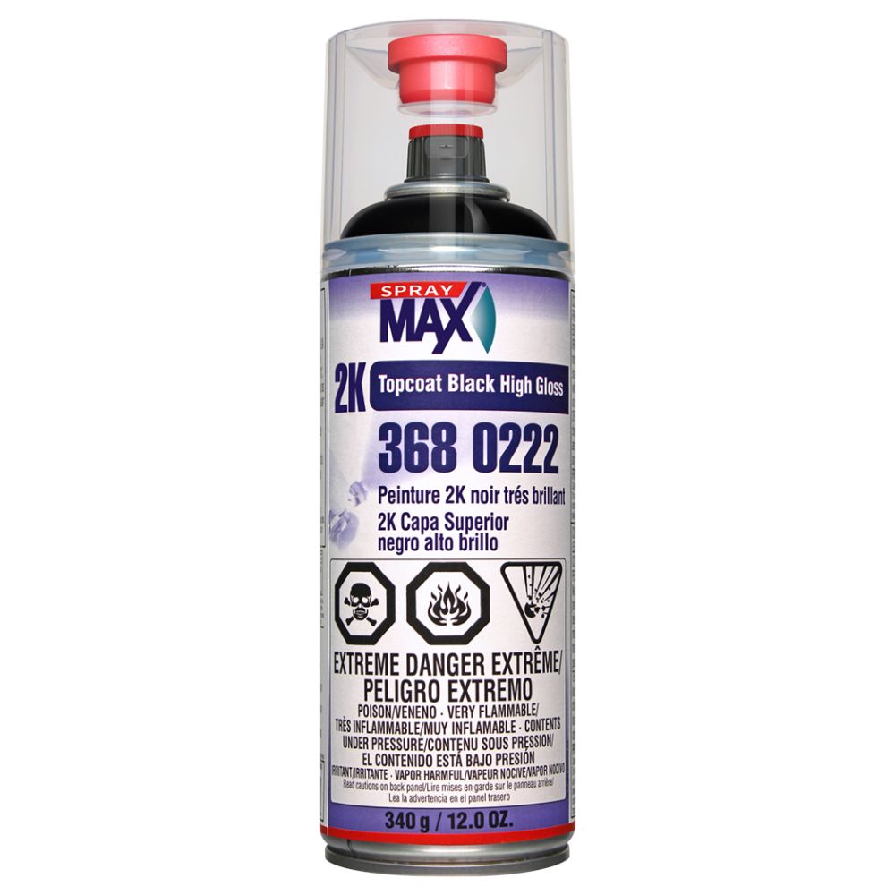 SprayMax 2K Topcoat Black High Gloss - Aerosol, 12oz