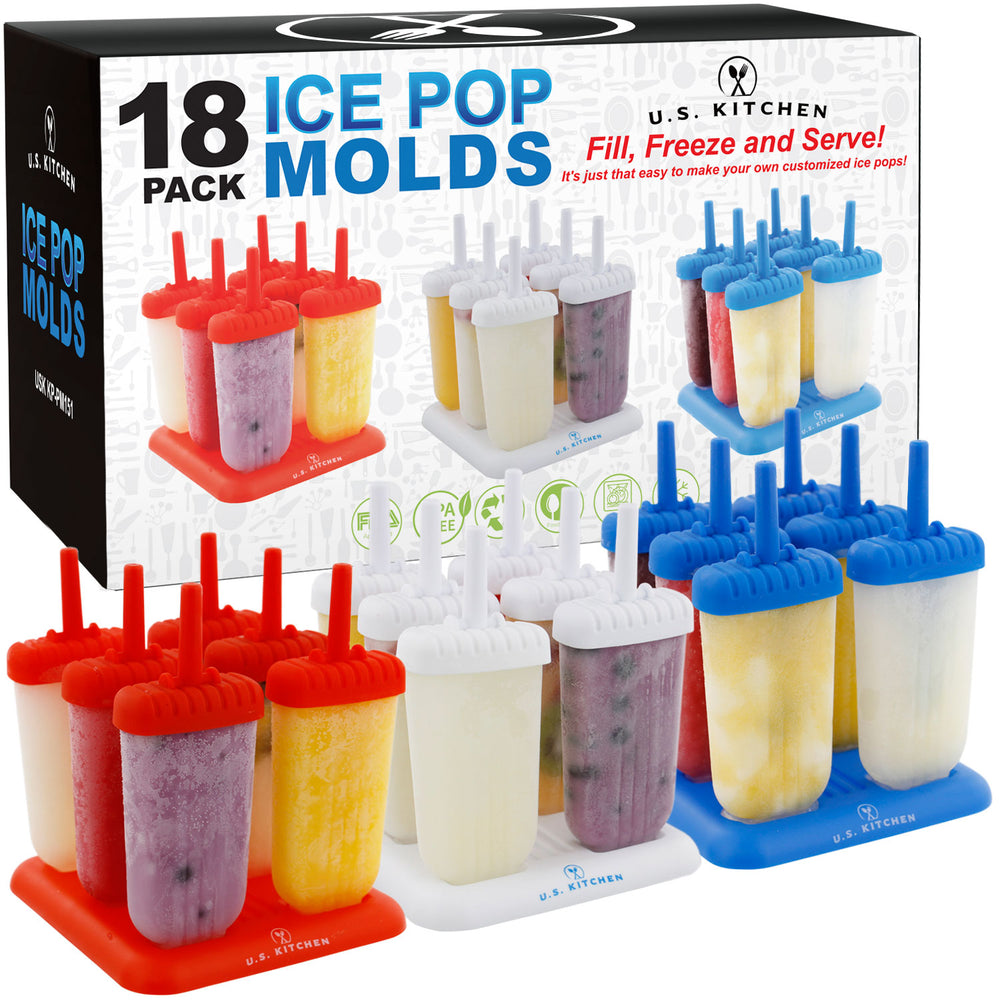 U S Kitchen Supply 18-Piece Classic Reusable Jumbo Ice Pop Mold Set