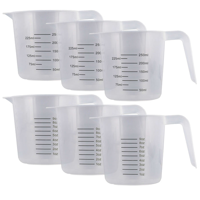 U.S. Kitchen Supply® - 8 oz (250 ml) Plastic Graduated Measuring Cups with  Pitcher Handles (Pack of 6), 1 Cup Capacity, Ounce, ML Markings, Measure