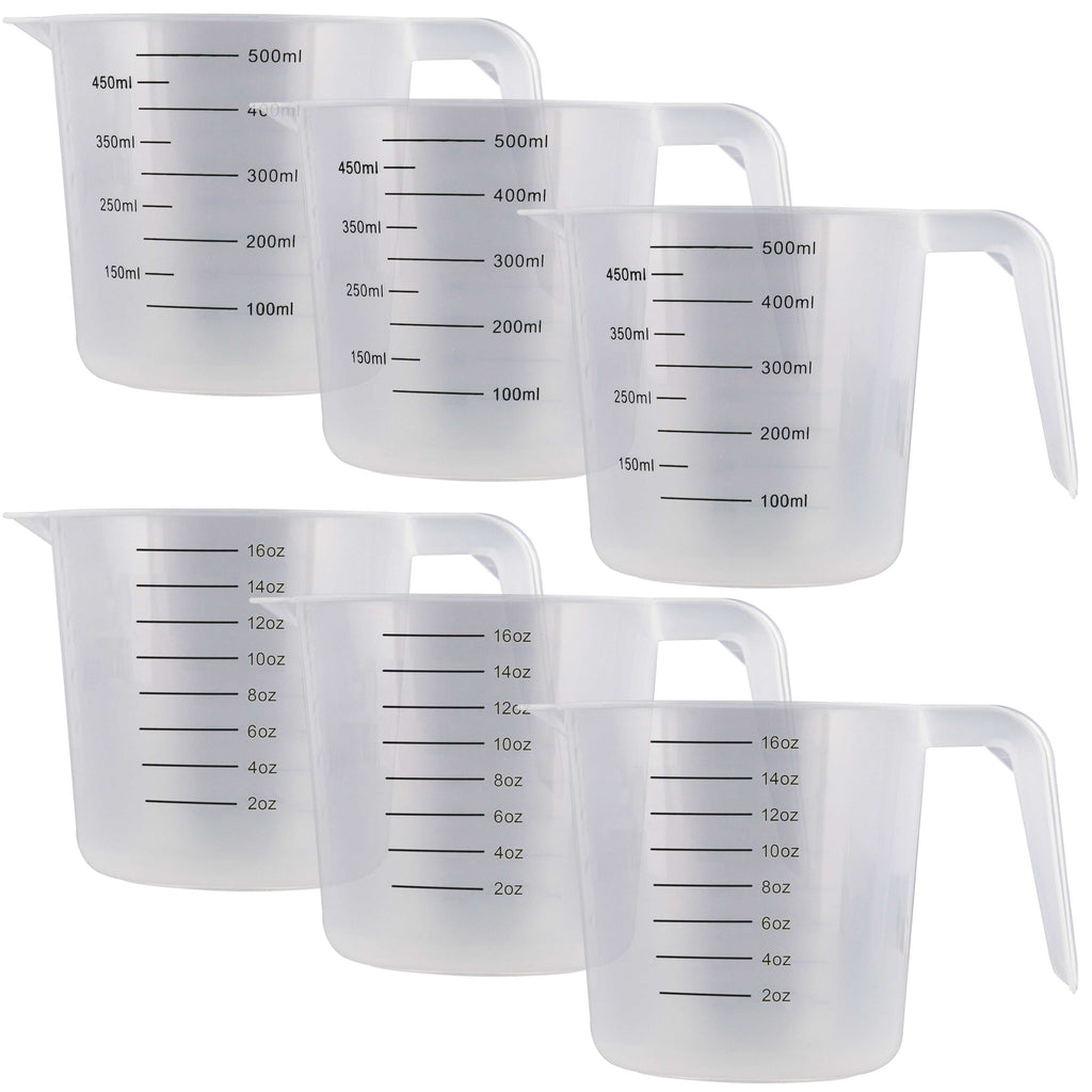 6 - 16 oz (500 ml) Plastic Graduated Measuring Cups, Kitchen