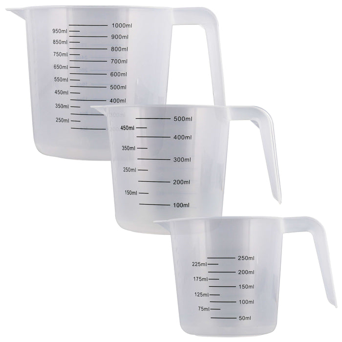 U.S. Kitchen Supply - 32 oz (1000 ml) Plastic Graduated Measuring Cups with Pitcher Handles (Pack of 6) - 4 Cup Capacity, Ounce and ml Cup Markings