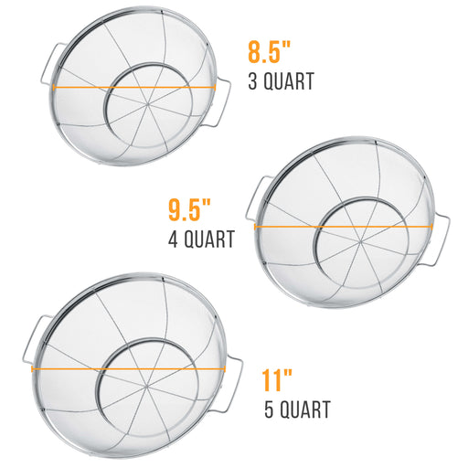 U.S. Kitchen Supply Set of 3 Stainless Steel Colander Strainers Net Baskets 5, 4, & 3-Quart - Colander with Handles & Resting Base - Stainless Steel Sieve, Mesh Strainers and Colanders for Kitchen