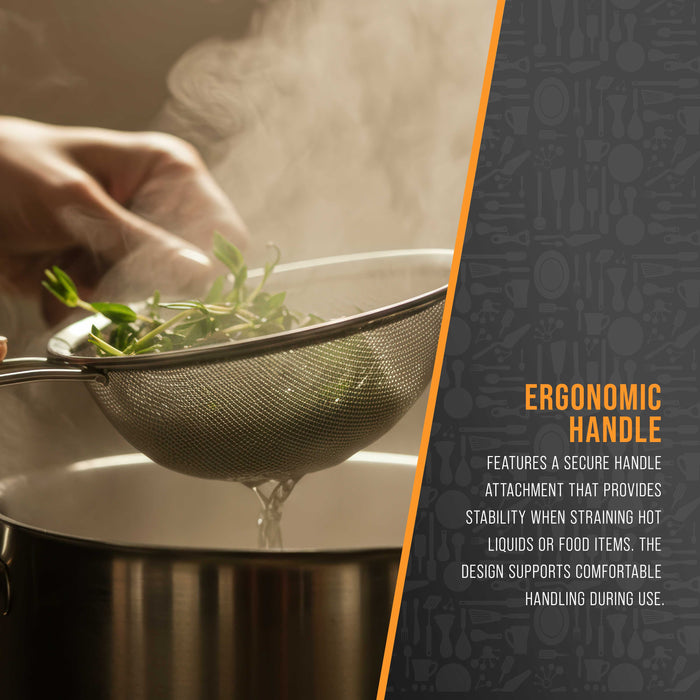 U.S. Kitchen Supply Set of 4 Stainless Steel Strainers - 4", 4.5", 5.5" & 8" Sizes - Fine Mesh Stainless Steel Sieve for Kitchen Food Products