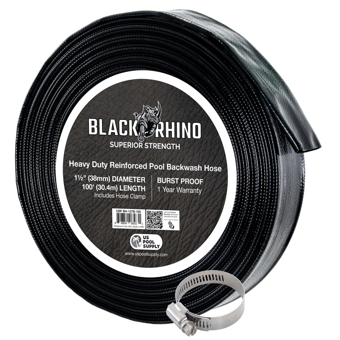 U.S. Pool Supply Pool Backwash Hose 1 1/2 Inch Diameter x 100 Feet - Discharge Hose for Pump, Sand Filter & Sump Pump Hoses - Burst Resistant Lay Flat Drainage Hoses for Inground & Above Ground Pools