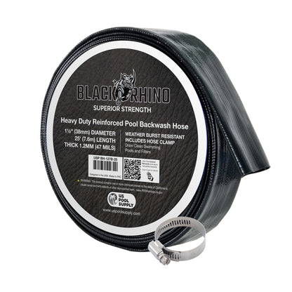 Pool Backwash Hose 1 1/2 Inch Diameter x 25 Feet - Discharge Hose for Pump, Sand Filter & Sump Pump Hoses - Burst Resistant Lay Flat Drainage Hoses for Inground & Above Ground Pools
