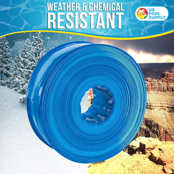 2" x 100' Heavy Duty Blue Swimming Pool Backwash Hose with Hose Clamp