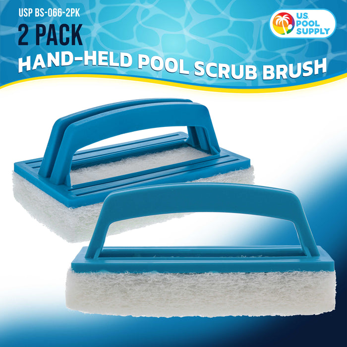U.S. Pool Supply Hand-Held Pool Scrub Brush, 2 Pack - Scrubbing Pad - Clean Pool Tile, Walls, Vinyl Liners, Spas - Surface Cleaning, Kitchen, Bathroom