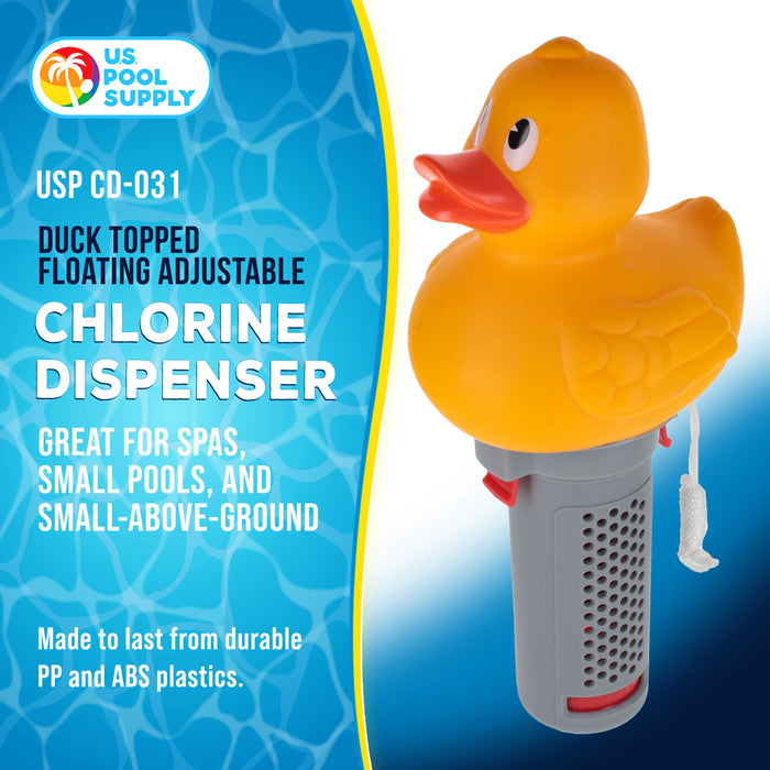 Duck Floating Spa, Hot Tub & Small Pool Chlorine and Bromine Dispenser - Holds 1" Tablets, 6 Flow Level Control Settings
