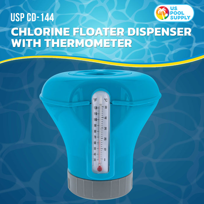 U.S. Pool Supply Pool Chlorine Floater Dispenser with Thermometer