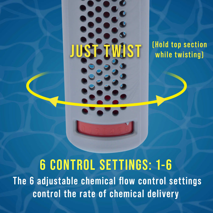 U.S. Pool Supply® Floating Spa, Hot Tub & Small Pool Chlorine and Bromine Chemical Dispenser - Holds 1" Tablets, 6 Flow Level Control Settings