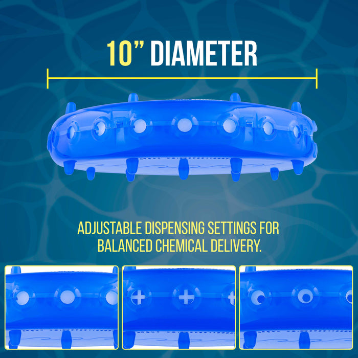 U.S. Pool Supply® Pool & Spa Floating Chlorine & Bromine 3" Tablet View Circle Chemical Dispenser 10" Diameter - Floats Upright when Full and Flat when Needs Refill