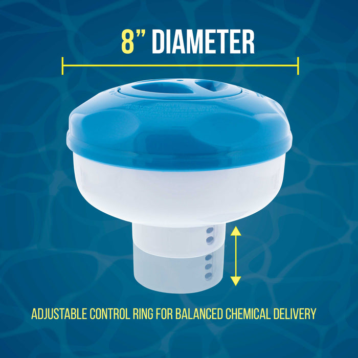 U.S. Pool Supply® Pool Floating Collapsible Chlorine 3" or 4" Tablet Chemical Dispenser, 8" Diameter, Collapsible