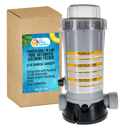 Professional In-Line Pool Automatic Chlorine Feeder - 9 lb Chemical Capacity, Compatible with Hayward CL200 Chlorinator - Above Ground Swimming Pools, Easy Installation