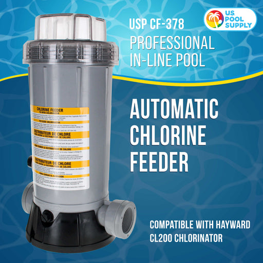 Professional In-Line Pool Automatic Chlorine Feeder - 9 lb Chemical Capacity, Compatible with Hayward CL200 Chlorinator - Above Ground Swimming Pools, Easy Installation