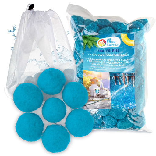 U.S. Pool Supply 1.5 lbs Blue Pool Filter Balls - Eco-Friendly Fiber Filter Media for Swimming Pool Sand Filters (Equals 50 lbs Pool Filter Sand)