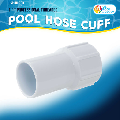 U.S. Pool Supply® 1-1/2" Pool Hose Cuff, Swimming Pool Replacement Cuff for Spiral-Wound Vacuum Hoses - Threaded Cuff