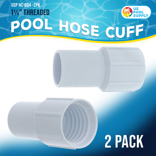 U.S. Pool Supply 1-1/4" Pool Hose Cuff, 2 Pack - Swimming Pool Replacement Cuff for Spiral-Wound Vacuum Hoses - Threaded Cuff, Repair Hose Ends