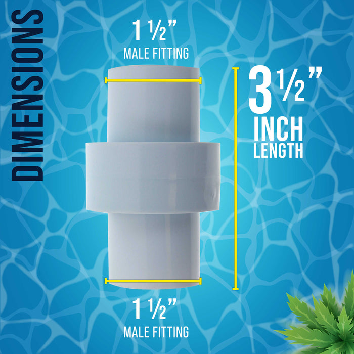 Hose Connector Adapter, 1.5" Male to Male Fitting, Pack of 2 - Connects Female Cuff Vacuum Hoses, Leaf Canister Conversion Joiner - Replacement, Compatible with Hayward AXV092 Adapter