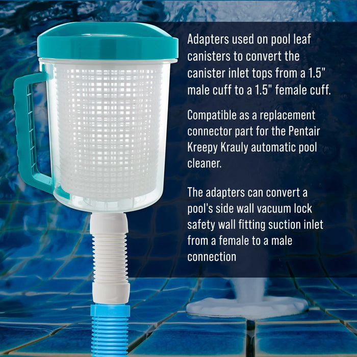 Hose Connector Adapter, 1.5" Female to Female Fitting - Connects Male Cuff Vacuum Hose Sections, Automatic Pool Cleaners - Replacement Compatible Pentair Kreepy Krauly K21241B