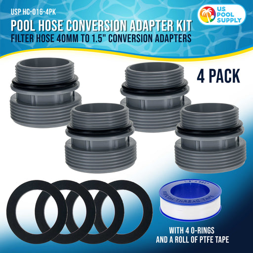 Pool Hose 40mm to 1.5" Hose Conversion Adapters 4560, Pack of 4 - Above Ground Replacement Kit Compatible with Intex, Hayward, Coleman Pool Filter Pump Hose Connector