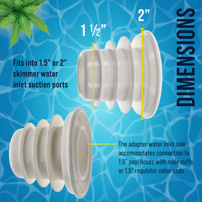 Pool Cleaner Skimmer Cone Adapter Valve Cuff, 2 Pack - Vacuum Hose Adapter Compatible with Zodiac Baracuda Valve Cuff W70263, W63900, Pentair Kreepy Krauly K121110, 1.5" 2" Connection