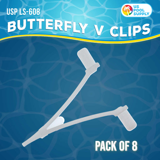 U.S. Pool Supply Pool Butterfly V Clips, Pack of 8 - Plastic Pool Accessory Replacement Clips for Handles on Skimmer Nets, Leaf Rakes, Brushes, Vacuum