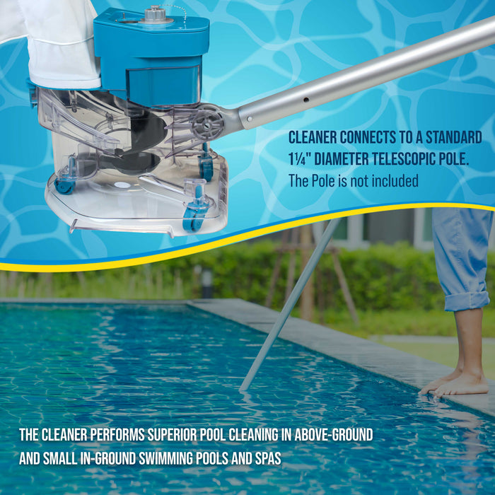 U.S. Pool Supply Octopus Leaf Sucker Cordless Pool Vacuum Cleaner with Pole Handle - Rechargeable, Powerful Suction, Leaves Eater, 2 Debris Bags