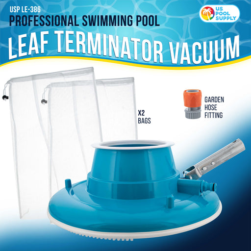 U.S. Pool Supply® Professional Swimming Pool Leaf Terminator Vacuum - 15" Body, 8 Pressure Jets, 4 Rotating Wheels, 3 Perimeter Brushes, 2 Leaf Bags