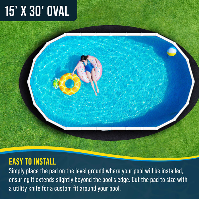 U.S. Pool Supply Armour Shield 15-Foot x 30-Foot Oval Heavy Duty Pool Liner Pad for Above Ground Swimming Pools, Protects Pool Liner Prevents Puncture