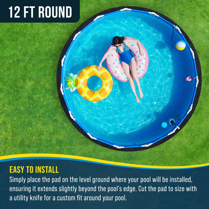 U.S. Pool Supply 12-Foot Round Heavy Duty Pool Liner Pad for Above Ground Swimming Pools - Protects Pool Liner, Prevents Punctures Weed Barrier Fabric