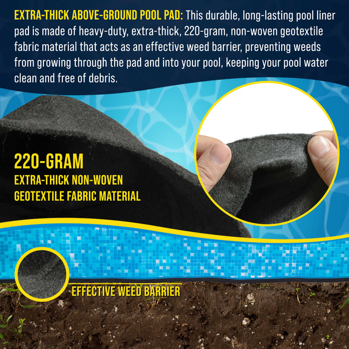 U.S. Pool Supply 16-Foot x 32-Foot Rectangle Heavy Duty Pool Liner Pad for Above Ground Swimming Pools - Protects Pool Liner, Prevents Punctures