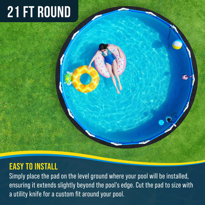 U.S. Pool Supply 21-Foot Round Heavy Duty Pool Liner Pad for Above Ground Swimming Pools - Protects Pool Liner, Prevents Punctures Weed Barrier Fabric