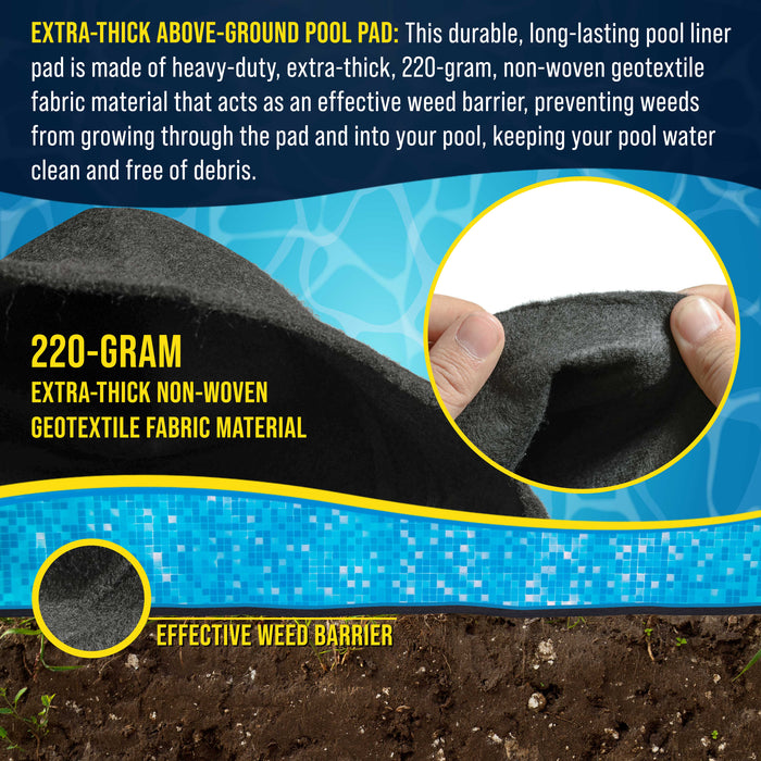 U.S. Pool Supply 27-Foot Round Heavy Duty Pool Liner Pad for Above Ground Swimming Pools - Protects Pool Liner, Prevents Punctures Weed Barrier Fabric