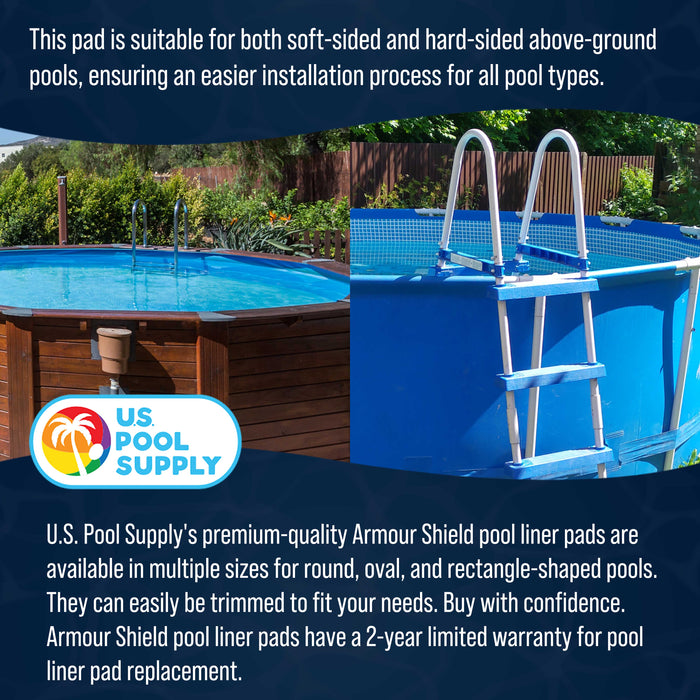 U.S. Pool Supply 27-Foot Round Heavy Duty Pool Liner Pad for Above Ground Swimming Pools - Protects Pool Liner, Prevents Punctures Weed Barrier Fabric