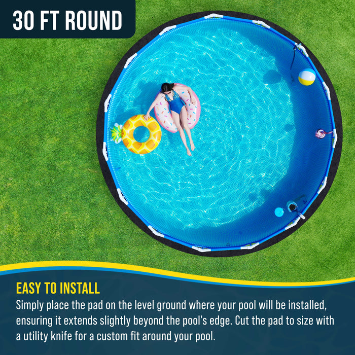30-Foot Round Heavy Duty Pool Liner Pad for Above Ground Swimming Pools - Protects Pool Liner, Prevents Punctures Weed Barrier Fabric
