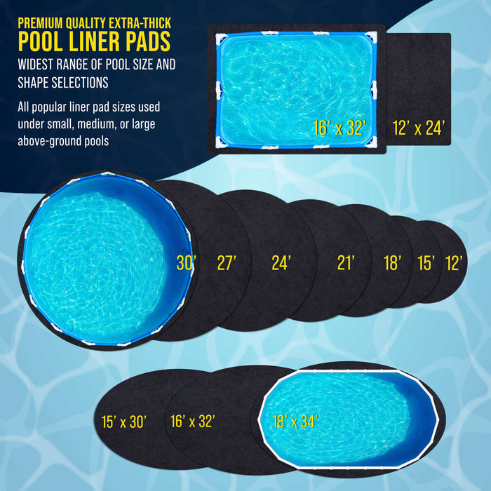 30-Foot Round Heavy Duty Pool Liner Pad for Above Ground Swimming Pools - Protects Pool Liner, Prevents Punctures Weed Barrier Fabric