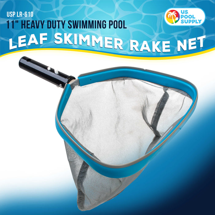 U.S. Pool Supply 11" Swimming Pool, Spa Leaf Skimmer Rake Net - 11" Deep Ultra Fine Mesh Netting Bag Basket, Strong Aluminum Frame, Inclined Lip