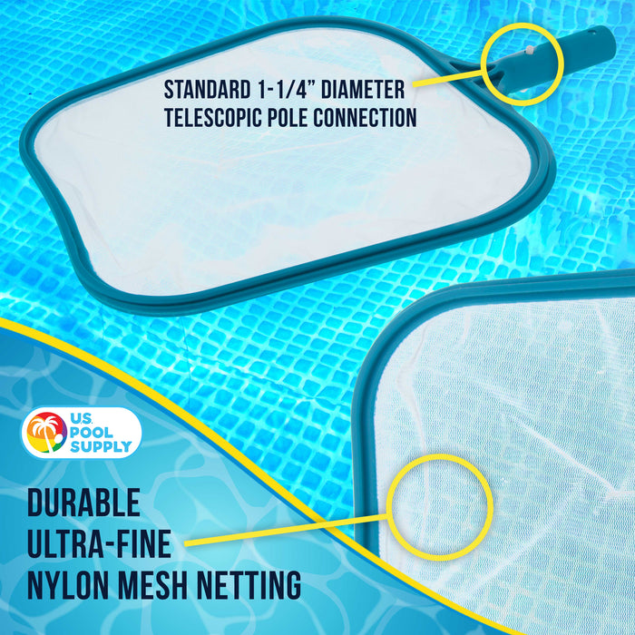 U.S. Pool Supply Professional Swimming Pool Leaf Skimmer Net - Ultra Fine Mesh Netting, Clean Remove Fine Debris - Maintenance Cleaning Pools, Spas, Ponds