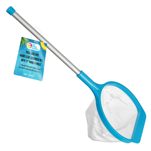 U.S. Pool Supply Spa, Hot Tub, Pond, Pool Hand Leaf Skimmer Net, 27" Long with Pole - Deep Ultra Fine Mesh Netting, Handheld Cleaning Finest Debris