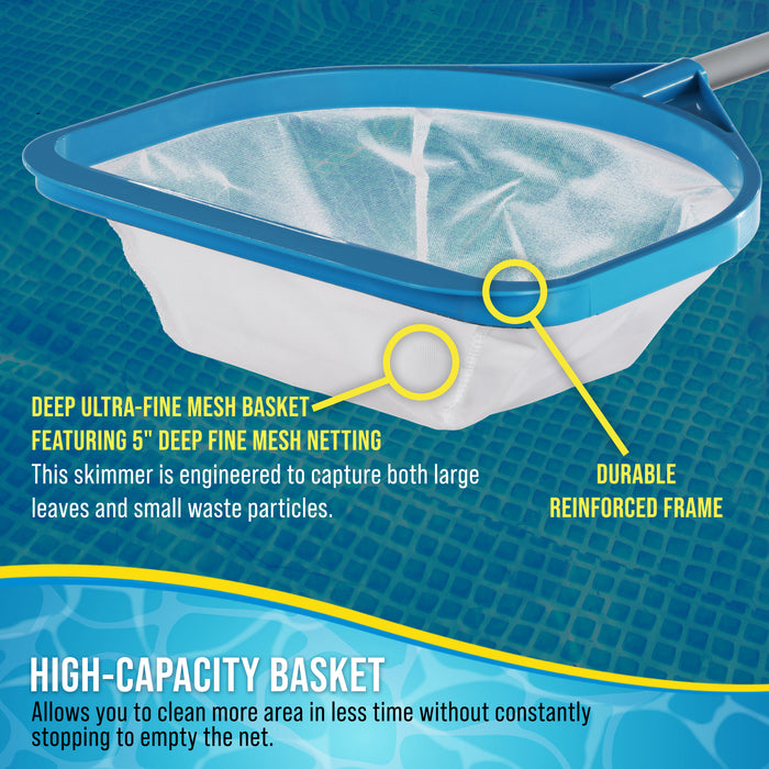 U.S. Pool Supply Pool and Spa Skimmer Net with Pole, Handheld Ultra-Fine Mesh Pool Leaf Skimmer Net - Hand Held Spa, Hot Tub, Pond Cleaning - Step-Up 32" to 5 Feet Long, 5" Deep Netting, Scoop Skim
