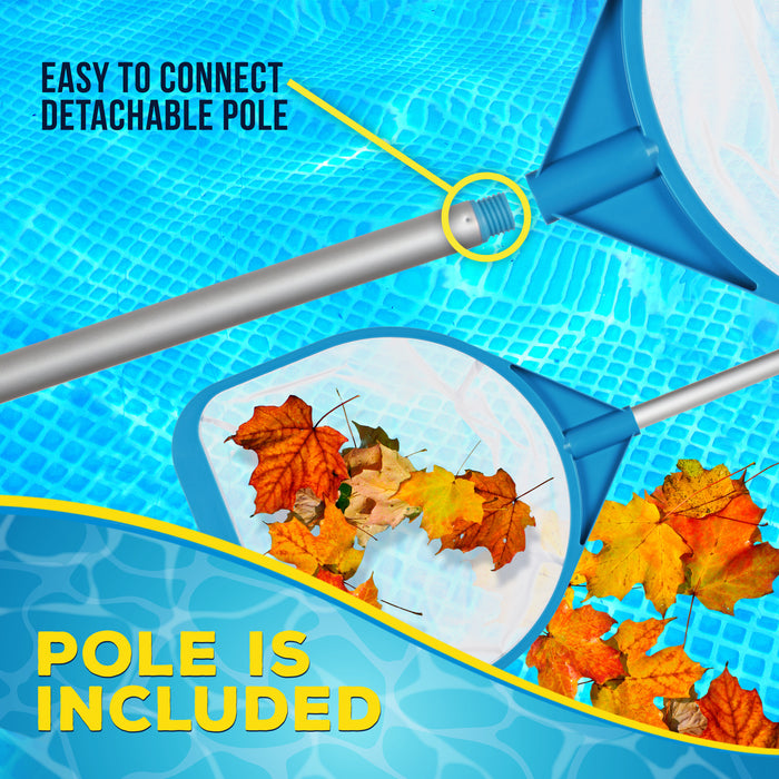 U.S. Pool Supply Pool and Spa Skimmer Net with Pole, Handheld Ultra-Fine Mesh Pool Leaf Skimmer Net - Hand Held Spa, Hot Tub, Pond Cleaning - Step-Up 32" to 5 Feet Long, 5" Deep Netting, Scoop Skim