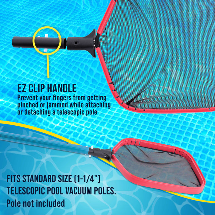 U.S. Pool Supply® Professional 14" Swimming Pool Leaf Skimmer Net, Heavy Duty - Strong Reinforced Aluminum Frame, Faster Cleaning Easier Debris Removal