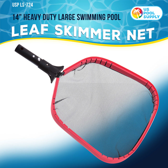 U.S. Pool Supply® Professional Heavy Duty Large Swimming Pool Leaf Skimmer Net - Strong Reinforced Aluminum Frame for Faster Cleaning & Debris Pickup