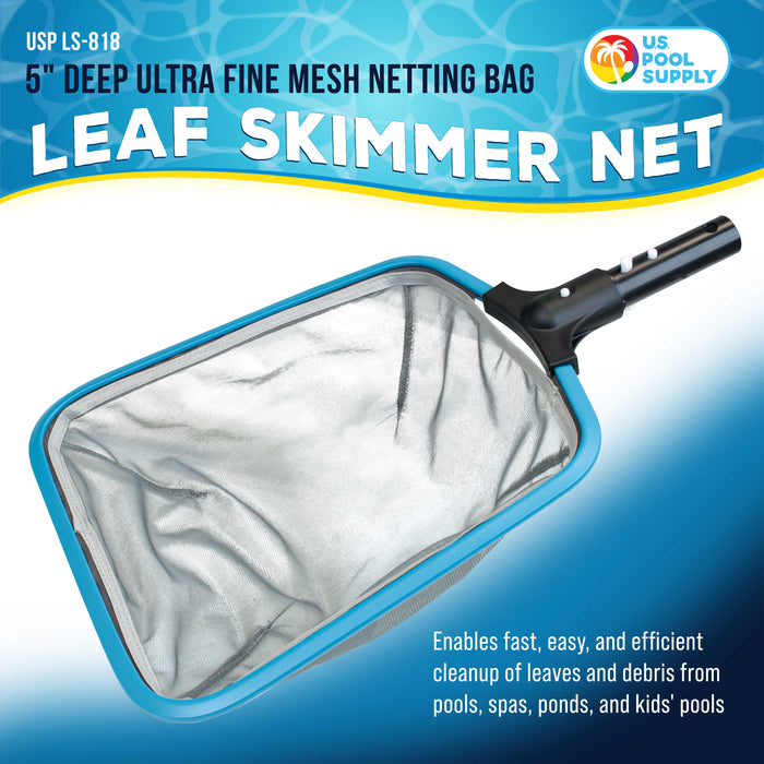U.S. Pool Supply Swimming Pool Leaf Skimmer Net with 13" Strong Reinforced Aluminum Frame - 5" Deep Ultra Fine Mesh Netting, Clean Finest Debris, Spas