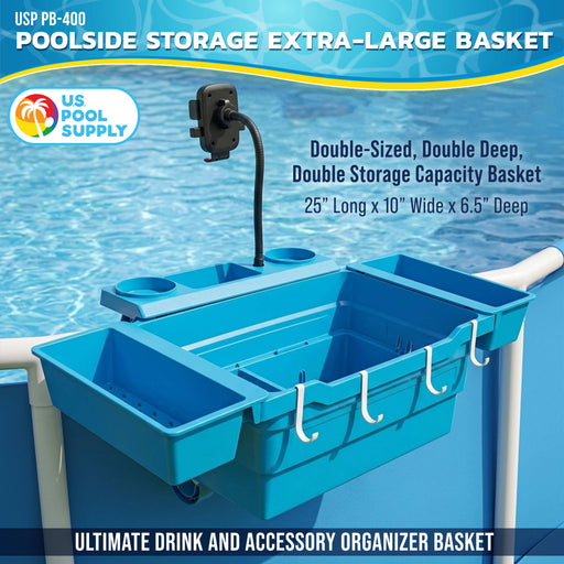 U.S. Pool Supply Extra-Large Poolside Storage Basket - Above Ground Pool