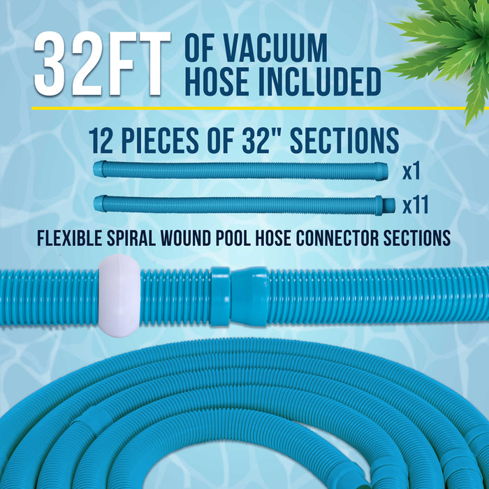 Octopus Prime Automatic Pool Vacuum Cleaner & Hose Set - Powerful Suction that Removes Swimming Pool Debris, Clean Floors Walls Steps